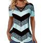 Women Criss Cross V Neck T Shirt Striped Casual Short Sleeve Tee