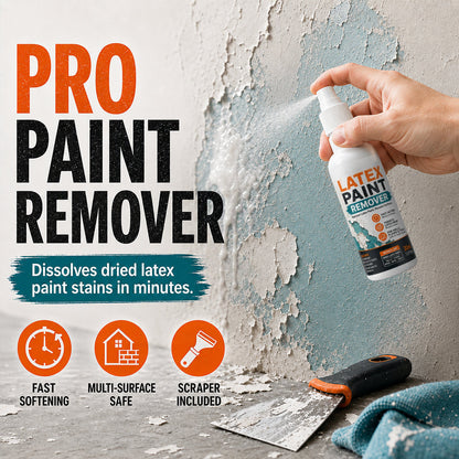 🏠50% OFF NOW! Multi‑Surface Latex Paint Remover Spray‑Fast‑Acting Paint Stripper Spray, Dissolves Dried Latex Paint Stains In Minutes, Paint Cleaner with Scraper Included for Home Renovation Repair Projects