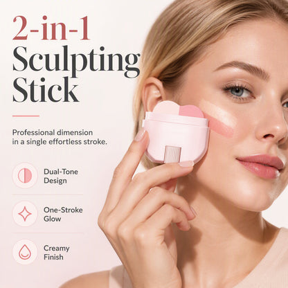2-in-1 Blush & Highlighter Stick – One-Stroke & Blendable Design, No Patchy Finish