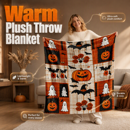 ⏳LAST DAY SALE 50%🎃Halloween Patchwork Flannel Blanket