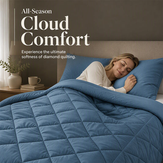 🛏️Winter Essentials - 60% OFF✨ 3-Piece Quilted Comforter Set – Soft Microfiber Duvet with Pillowcases