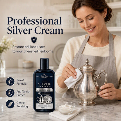 Anti‑Tarnish Silver Polish Cream, 3‑in‑1 Clean Polish Protect Silver Care Cream