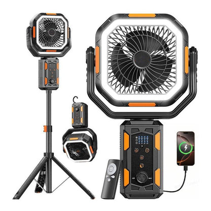 🌀 50% OFF NOW! ⏰ Multi-Functional Outdoor Camping Fan – Rechargeable & portable – LED light, power bank & hook – perfect for tents, patios or work sites 🔋