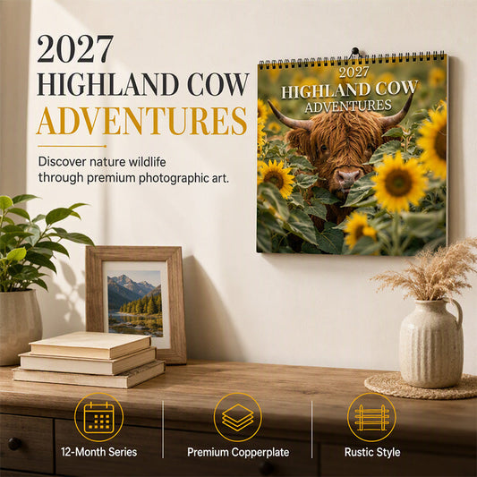 📝LAST DAY SALE: ONLY ￡9.99!!🎁✨2027 Highland Cow Wall Calendar