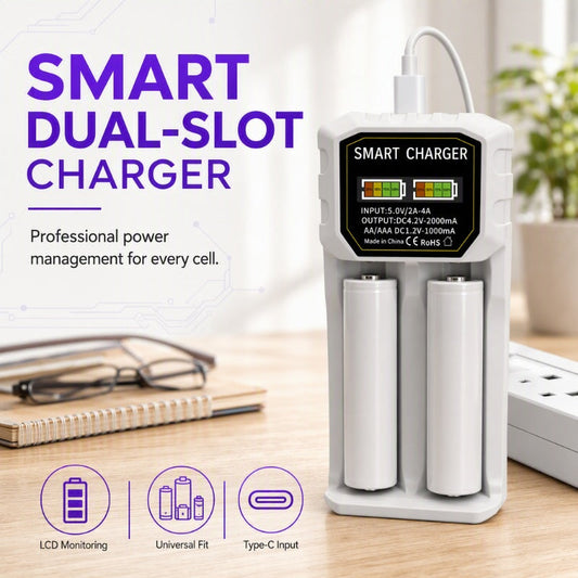 Smart LCD Dual Slot Battery Charger