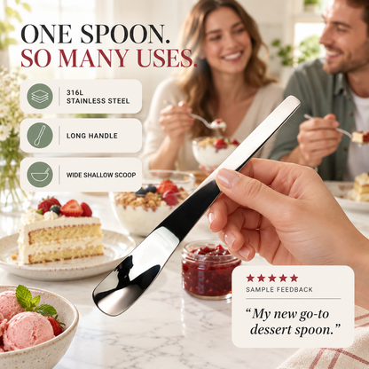 🥄 Long-Handle Stainless Steel Dessert Spoon