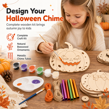 📢📢50% OFF !! ⏰Halloween Wooden Pumpkin Craft Kit | DIY Wind Chime