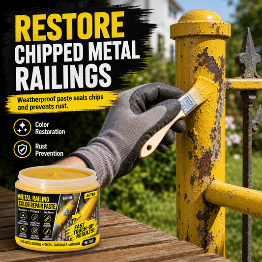 🟨 Metal Guardrail Paint Repair Paste | Brush Kit