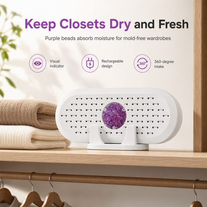 💦Reusable Mini Household Dehumidifier with Purple Silica Bead Indicator for Wardrobe, Closet & Shoe Cabinet