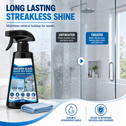 🧼Quick Drying Shower Glass Spray with Towel
