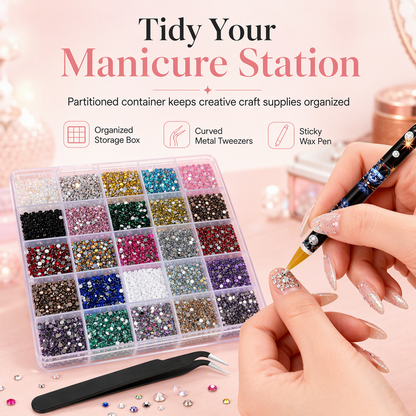 24-Grid Nail Art Rhinestone Set