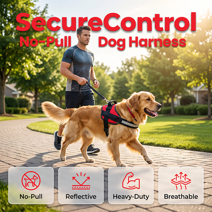 Reflective, Adjustable & Padded Vest for Easy Walks and Training (Small to Large Dogs)