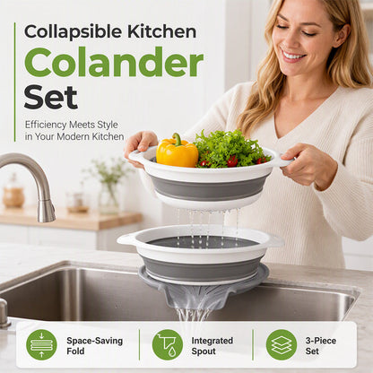 Collapsible Colander Set with Draining Base