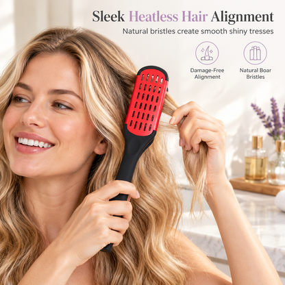 💇‍♀️50% OFF NOW! V-Shaped Heatless Hair Straightening Comb – Natural Boar Bristle Anti-Frizz Hair Brush, No Heat Damage, Instant Sleek Shiny Hair for Home Styling FB Short Video Ad Copy
