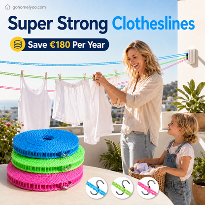 💥 BUY 1 GET 1 FREE 🔗 Windproof, non-slip clothesline 👕 Say goodbye to laundry chaos in windy weather 🌬️