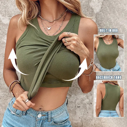 💖LAST DAY SPECIAL SALE💖Ribbed Stretchy Tank Top with Shelf Bra