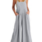 Women's Sleeveless Wide Leg Jumpsuit with Pockets