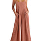 Women's Sleeveless Wide Leg Jumpsuit with Pockets