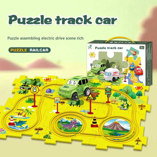 (🎁2023-Christmas Hot Sale🎁)🔥 49% OFF🔥🧩Children's Educational Puzzle Track Car Play Set🧩