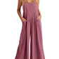 Women's Sleeveless Wide Leg Jumpsuit with Pockets