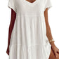 Large sizes cotton blend V-neck Casual woven dress with short sleeves