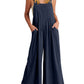 Women's Sleeveless Wide Leg Jumpsuit with Pockets