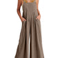 Women's Sleeveless Wide Leg Jumpsuit with Pockets