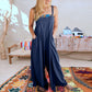 Women's Sleeveless Wide Leg Jumpsuit with Pockets