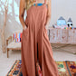 Women's Sleeveless Wide Leg Jumpsuit with Pockets