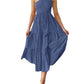 Women's 2023 Summer Bohemian One Shoulder Sleeveless Smocked Ruffle Tiered Beach Maxi Sun Dress