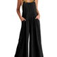 Women's Sleeveless Wide Leg Jumpsuit with Pockets