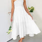 Women's 2023 Summer Bohemian One Shoulder Sleeveless Smocked Ruffle Tiered Beach Maxi Sun Dress